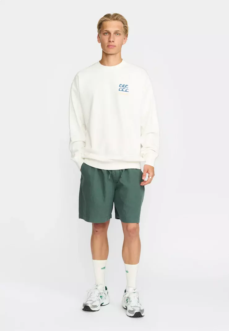 Revolution Printed Crewneck Waves Pullover Herren weiss